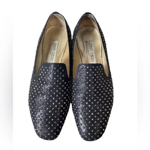 JIMMY CHOO Women’s Wheel Studded Suede Smoking Slipper Shoes Size 8.5 - Picture 2 of 9